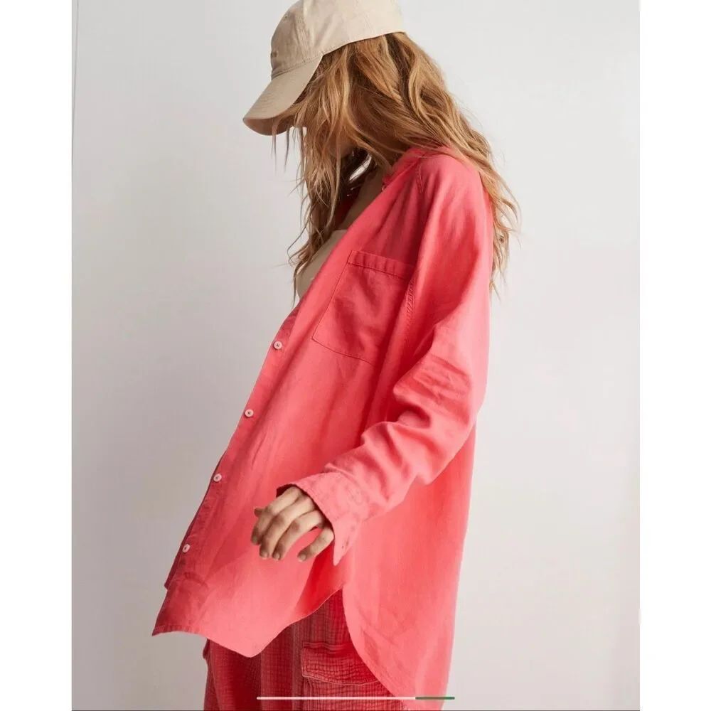 Aerie the linen blend coverup shirt lightweight oversized button down - Picture 2 of 12